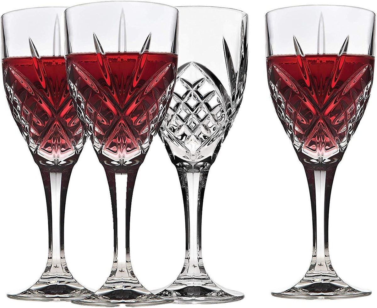 Wine Glasses, Stemmed Glass Goblets - Dublin Crystal, Set of 4, 10 Fluid Ounces