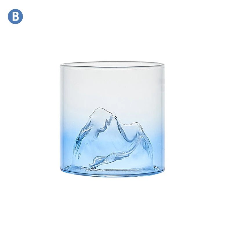 Japan 3D Mountain Whiskey Glass Glacier Old Fashioned Whisky Rock Glasses Whiskey - glass Wooden Gift Box Vodka Cup Wine Tumbler - AroundTheWineCooler