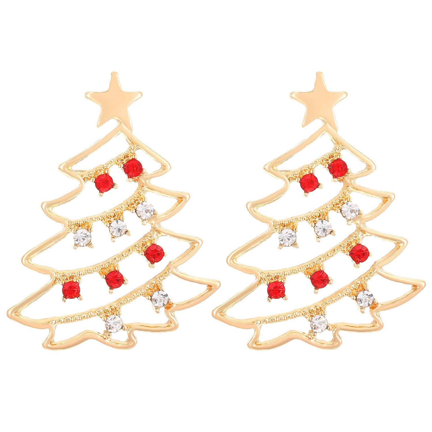 Christmas Earrings With Christmas Tree Colorful Zircon Christmas Tree