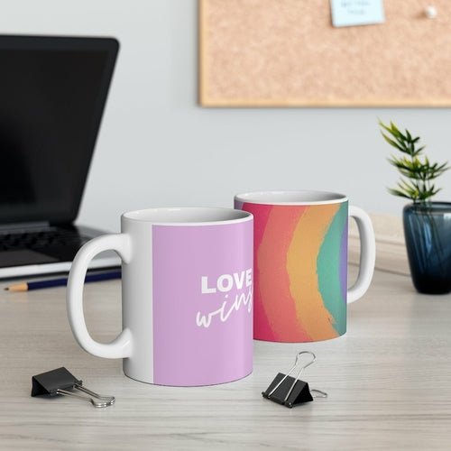 Rainbow Love Wins Mug 11oz - AroundTheWineCooler