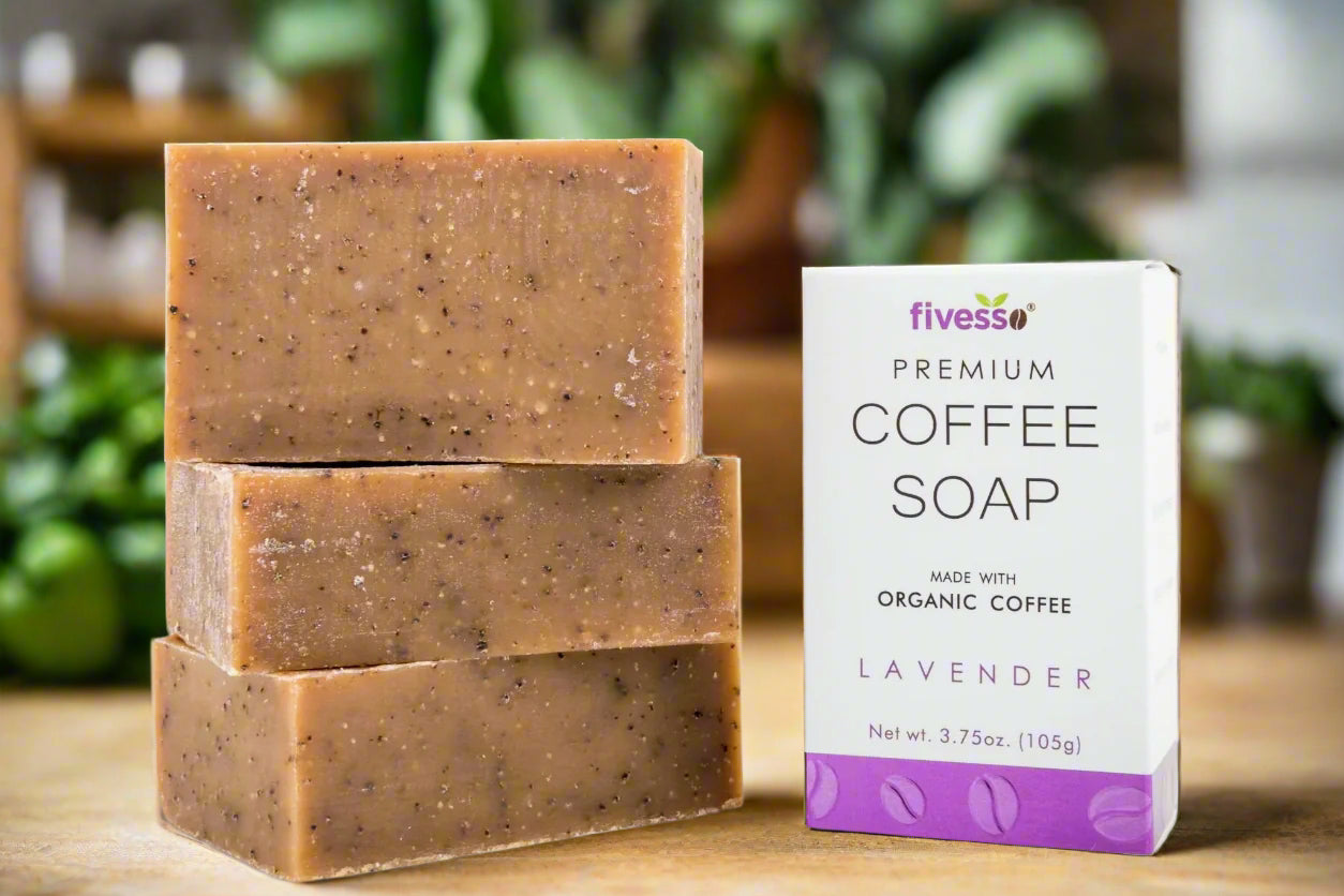 Lavender - Premium Coffee Soap Bar (Pack of 3 Bars) - AroundTheWineCooler