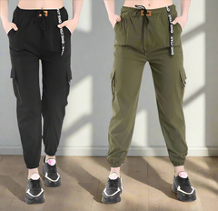 Women's Relaxed Fit Toko Cargo Joggers/Pants with Pockets Pack of 2 - AroundTheWineCooler