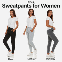 BottomLine 3 Pack Sweatpants Women, Comfortable Womens Sweatpants, Fleece Womens Joggers (Available in Plus) Standard 2X Combo 1