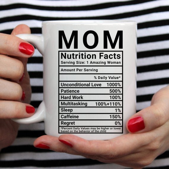 Mother's Day Coffee Mug - Mom Nutrition Facts - AroundTheWineCooler