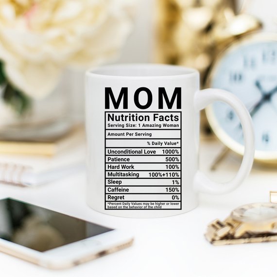 Mother's Day Coffee Mug - Mom Nutrition Facts - AroundTheWineCooler