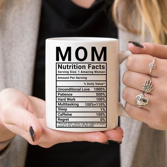 Mother's Day Coffee Mug - Mom Nutrition Facts - AroundTheWineCooler