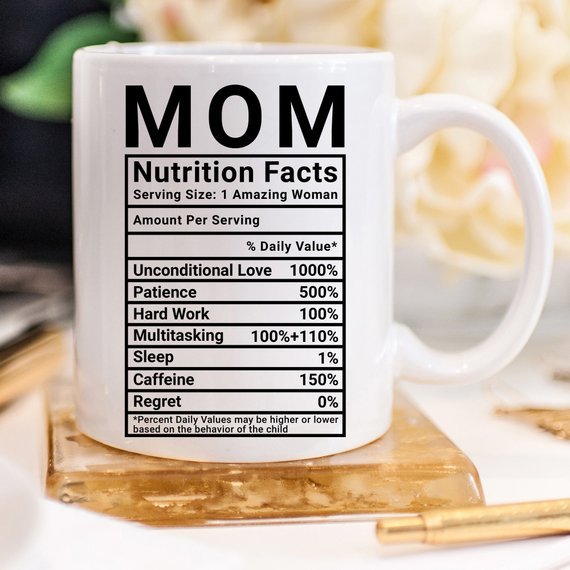 Mother's Day Coffee Mug - Mom Nutrition Facts - AroundTheWineCooler