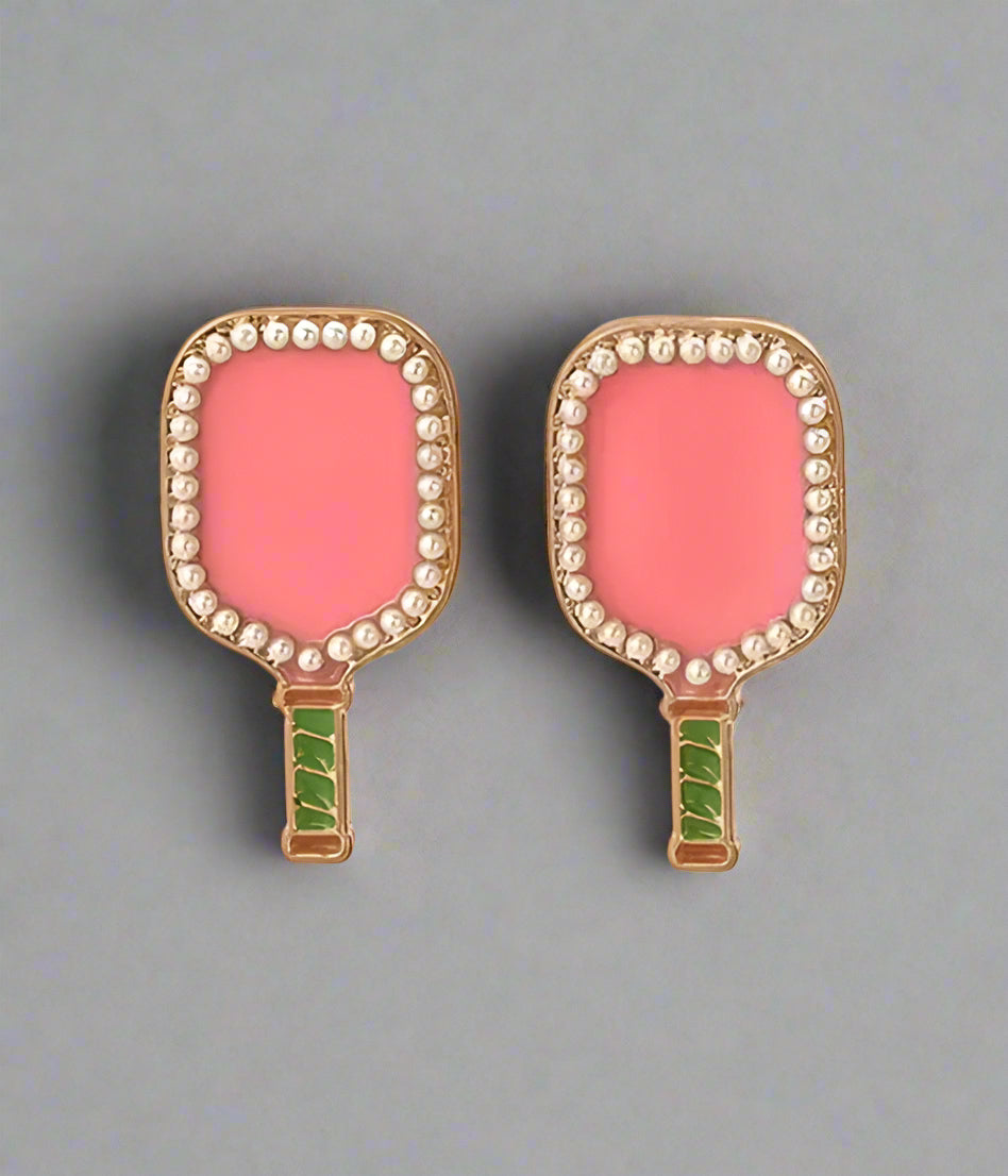 SPORT THEME EARRING - PICKLEBALL RACKET - AroundTheWineCooler