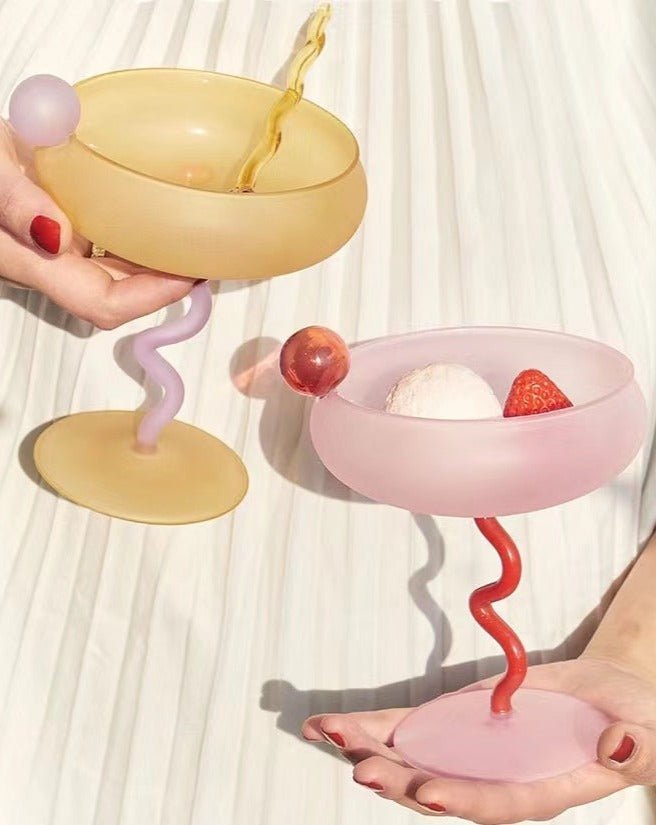 Jelly Bean Wine Glass - Whimsical Eclectic Dopamine Cocktail Coupe - AroundTheWineCooler
