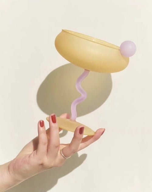 Jelly Bean Wine Glass - Whimsical Eclectic Dopamine Cocktail Coupe - AroundTheWineCooler