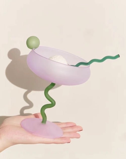 Jelly Bean Wine Glass - Whimsical Eclectic Dopamine Cocktail Coupe - AroundTheWineCooler