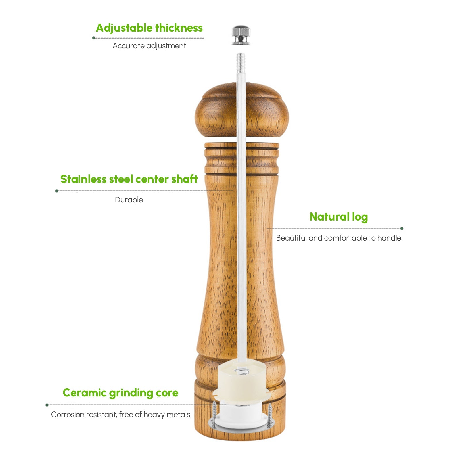 Cooking Salt and Pepper Grinder Hand Movement Wood Pepper Mill Kitchen - AroundTheWineCooler
