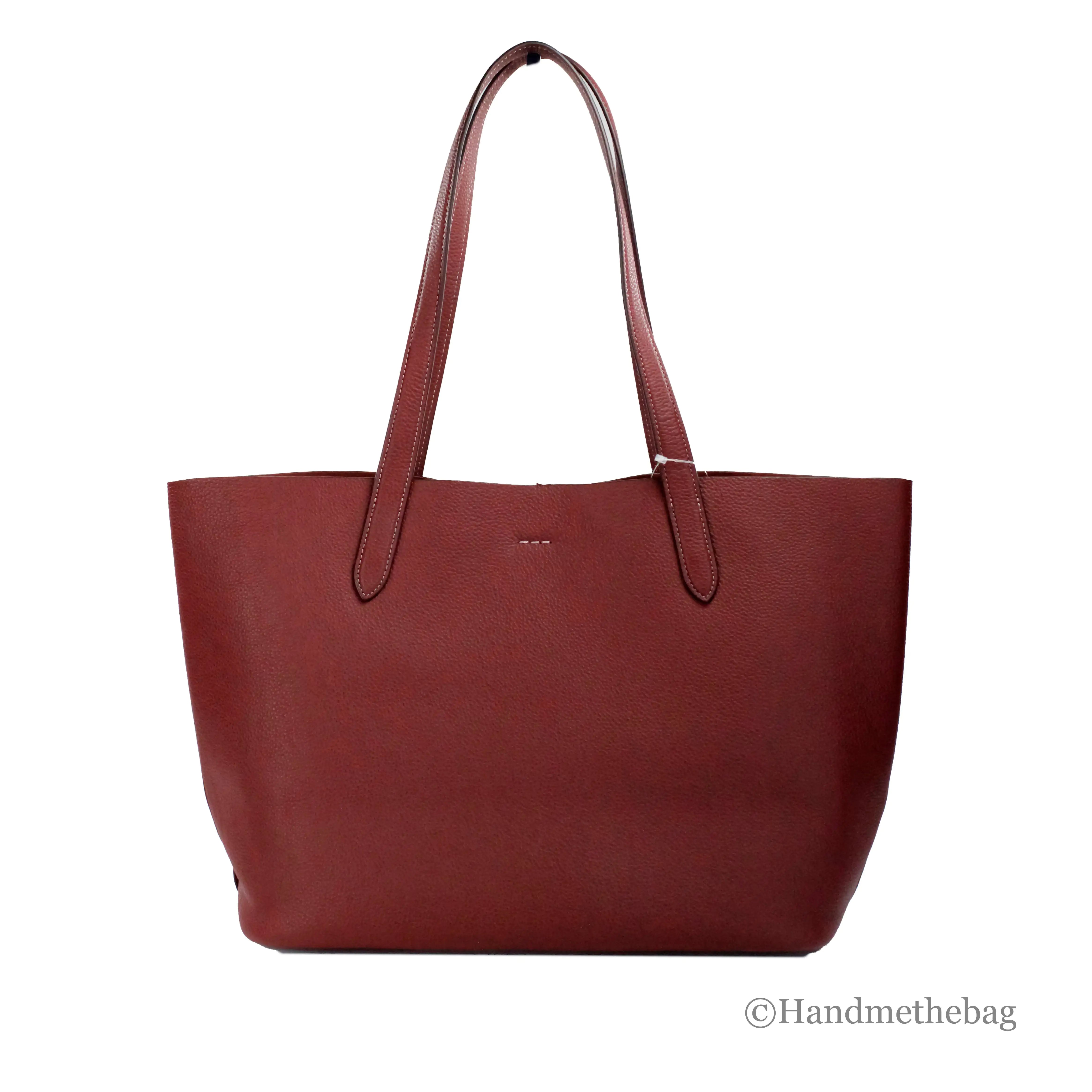 Coach Carmen Medium Wine Pebbled Leather Shoulder Tote