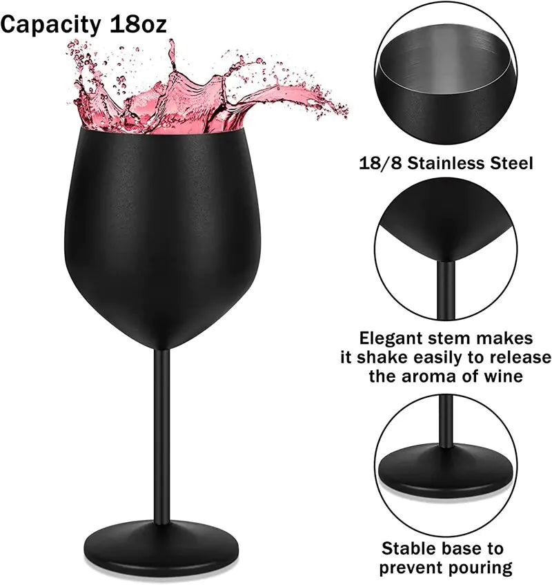 Stainless Steel Wine Glasses with Black Plating - AroundTheWineCooler