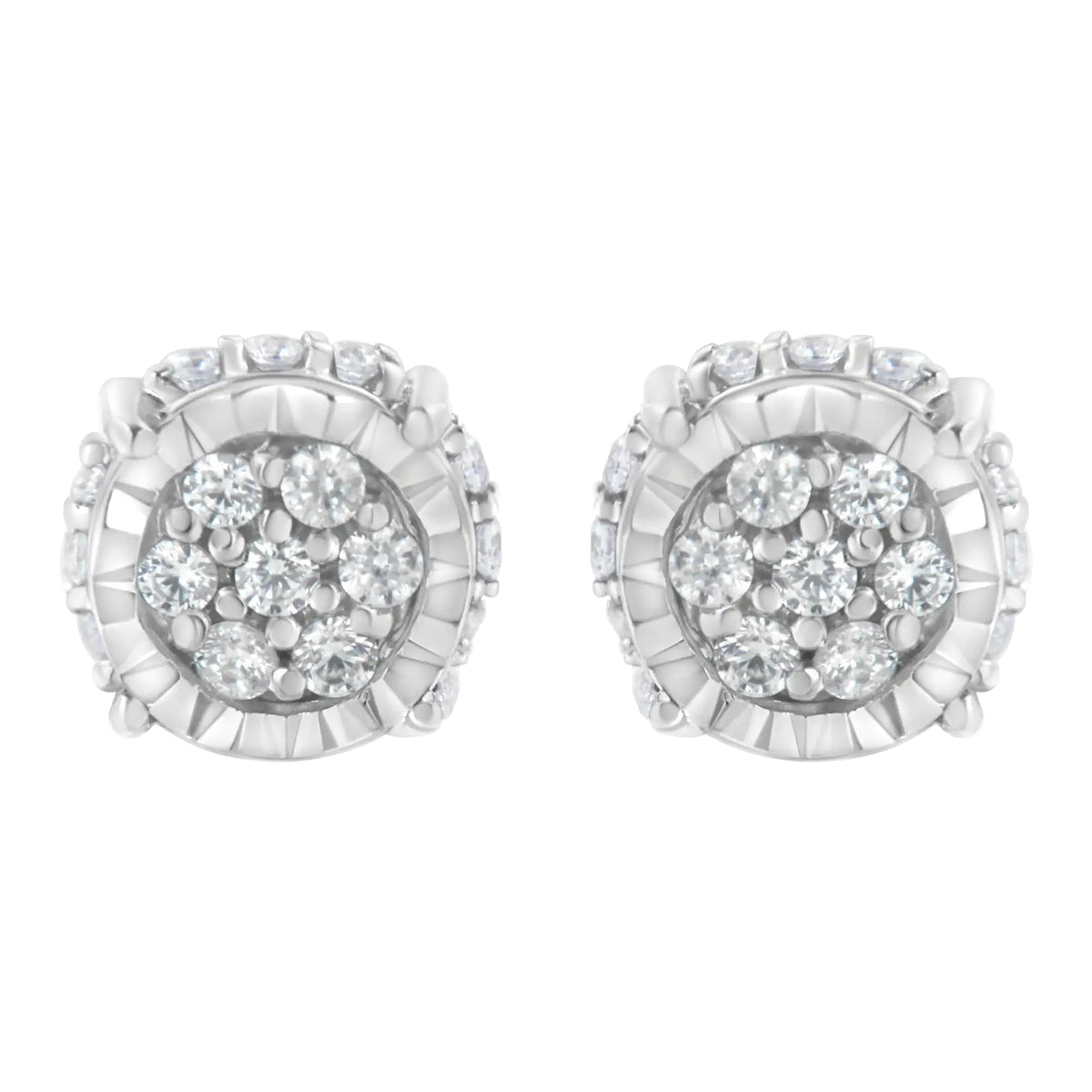 .925 Sterling Silver 1/3 cttw Round-cut Diamond Floral Stud Earring (I-J Clarity, I3 Color)