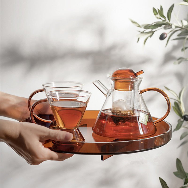 Modern Glass Tea Kettle Set - Teapot & Tea Cups Set - AroundTheWineCooler