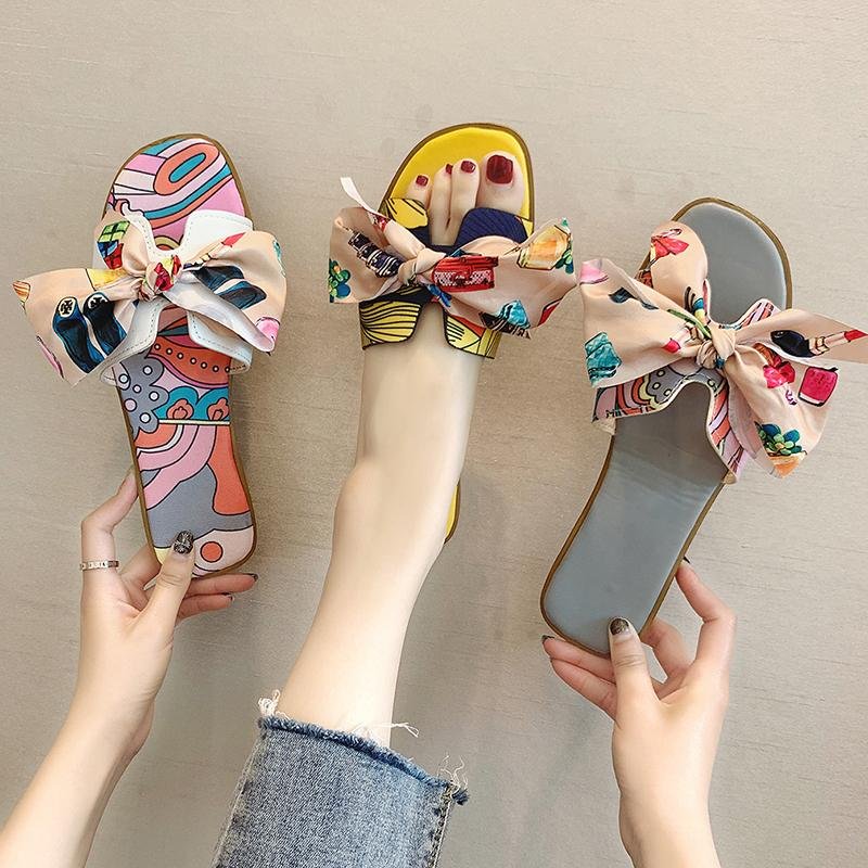 2021 Summer Fashion Sandals Shoes Women Bow Summer Sandals Slipper - AroundTheWineCooler